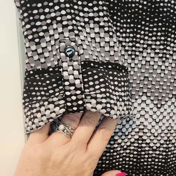 Womens Croft & Barrow Polka Dot Textured Blouse Size Large - Picture 2 of 5